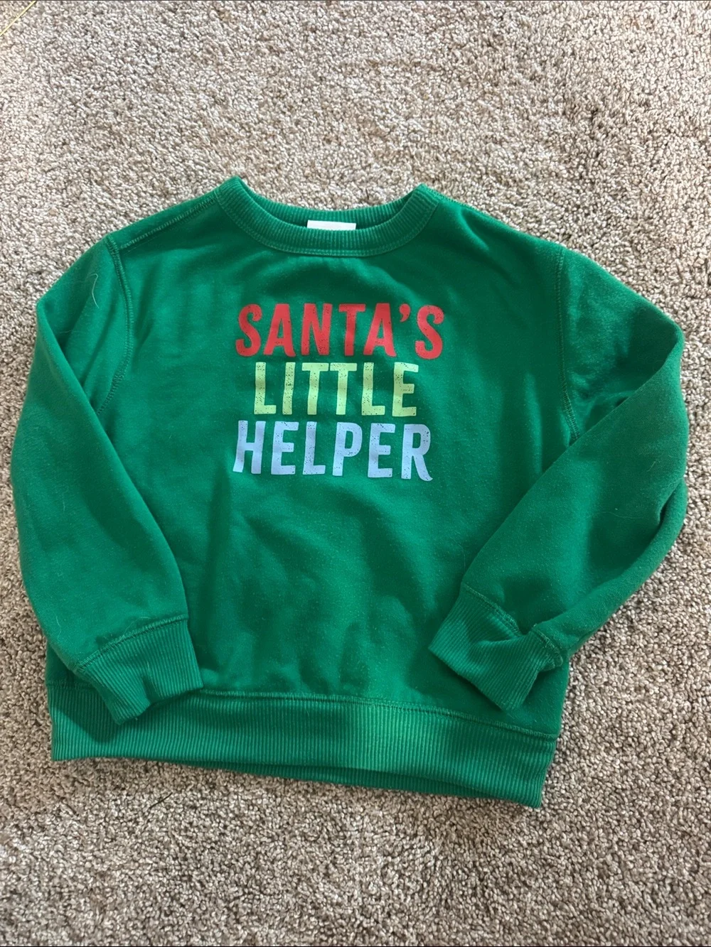 Wondershop Green Kids Sweatshirt with Multi-Color 'Santa's Little Helper' Text